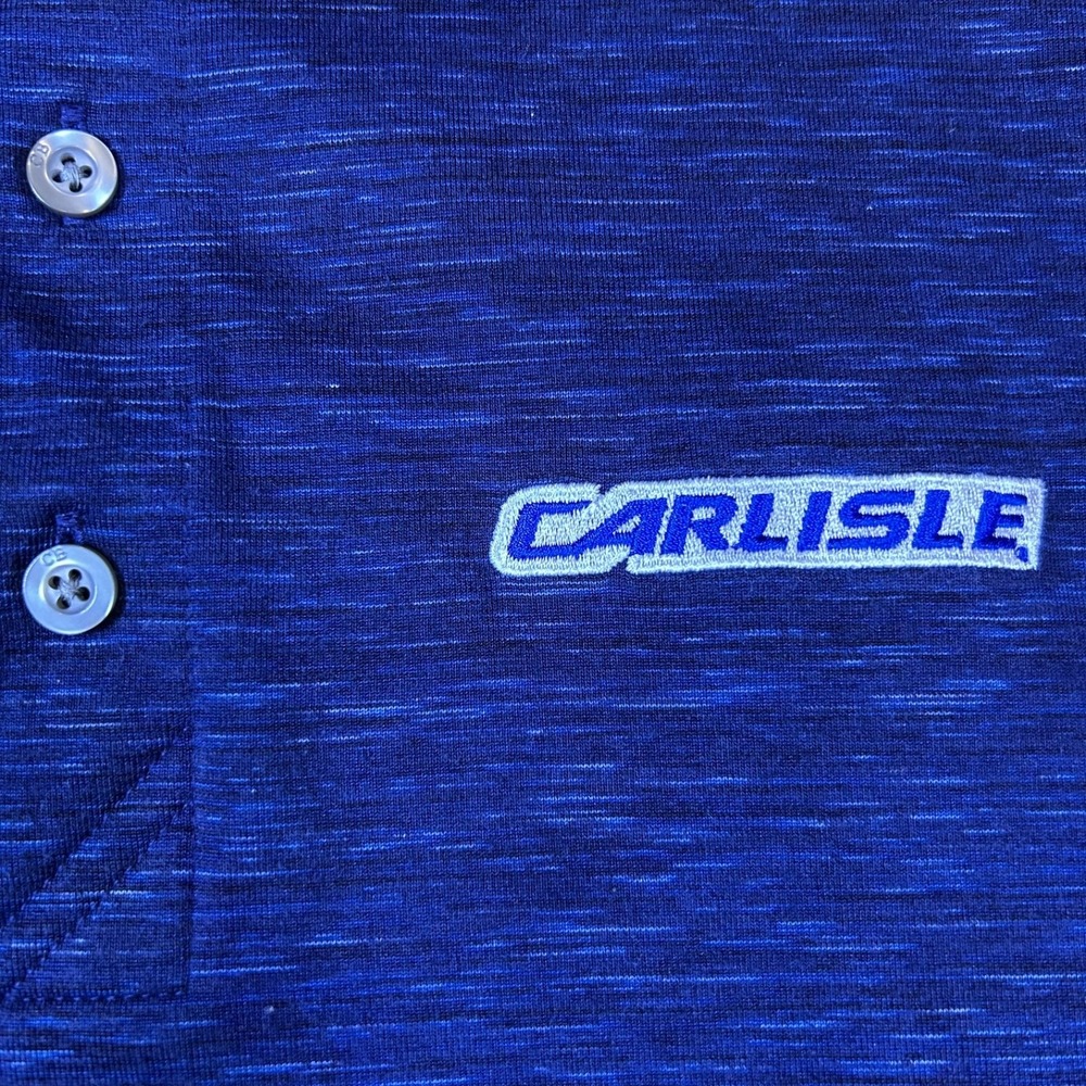 Cutter & Buck Carlisle Short Sleeve Button Polo Shirt Men's XL Space Dye Blue - Picture 3 of 10